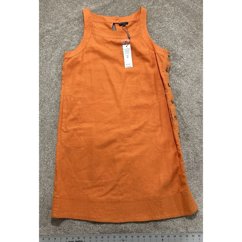 NEW For Cynthia Women's‎ XL Sleeveless Dress w/ Pockets Orange Linen Blend Dress